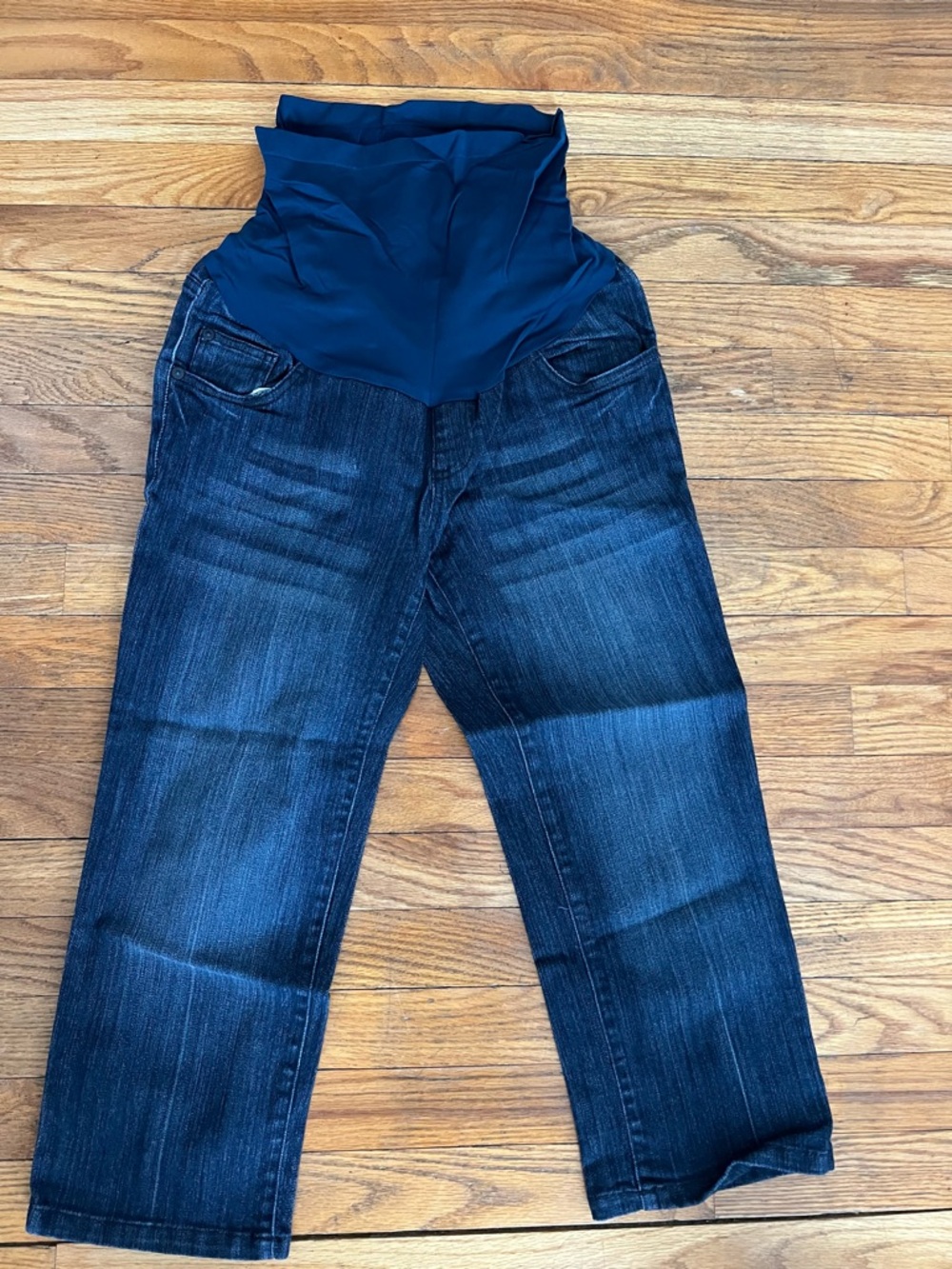 Target Navy Panel Dark Wash Boyfriend Maternity capri Jeans